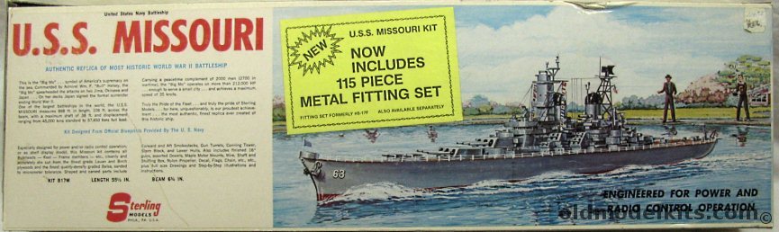 Sterling 1/192 USS Missouri BB-63  + B-17F Optional Metal Fittings Kit -  55 Inch Long Remote Controlled Battleship Model, B17M plastic model kit
